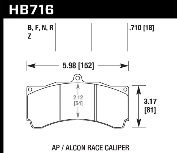 Hawk AP Racing/Alcon Universal DTC-70 Race Brake Pads