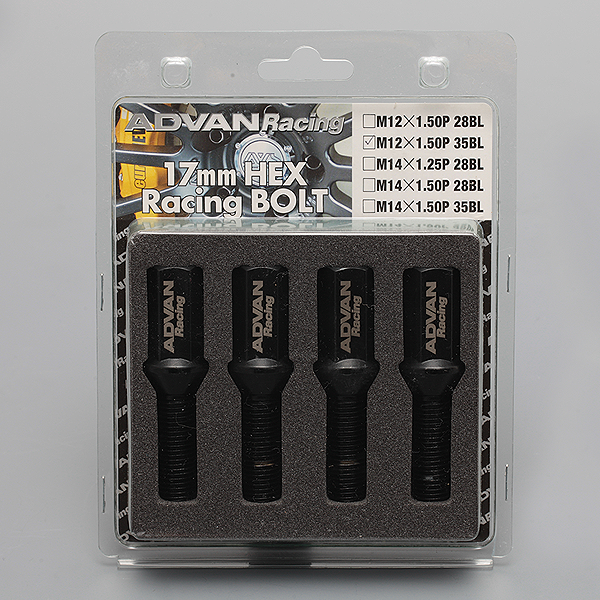 Advan Wheel Bolt 35mm Thread (Black) - 4 Pack
