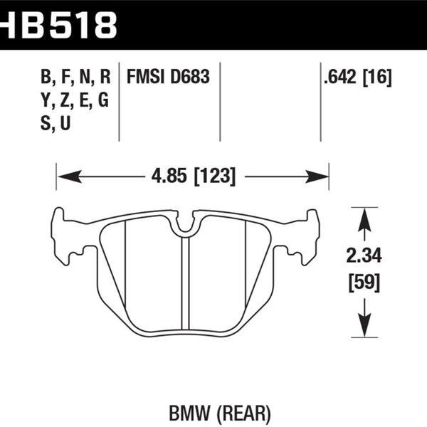 Hawk BMW 3/5/7Series/M3/M5/X3/X5/Z4/Z8 / Land Rover Range Rover Blue 9012 Race Rear Brake Pads