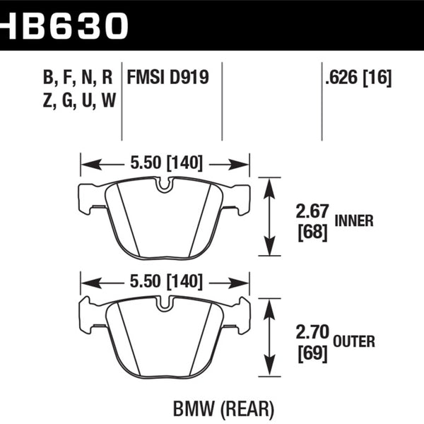 Hawk 04-10 BMW 535i/545i/550i / 04-10 645Ci/650i /02-09 745i/745Li/750 HPS 5.0 Street Brake Pads
