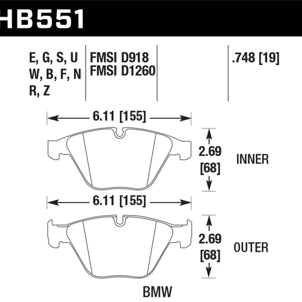 Hawk DTC-80 08-13 BMW M3 Front Race Brake Pads