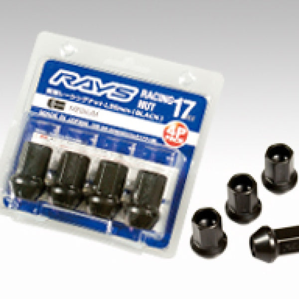 Rays 17 Hex Racing Nut Set L35 Short Type 12x1.50 - Black Chromate (4 Pieces)