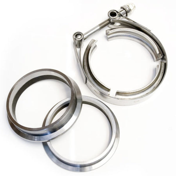 ATP 3in Stainless Steel V-Band Flange/Clamp Set (3.75in OD Flanges/Grooved for 3in Tube)