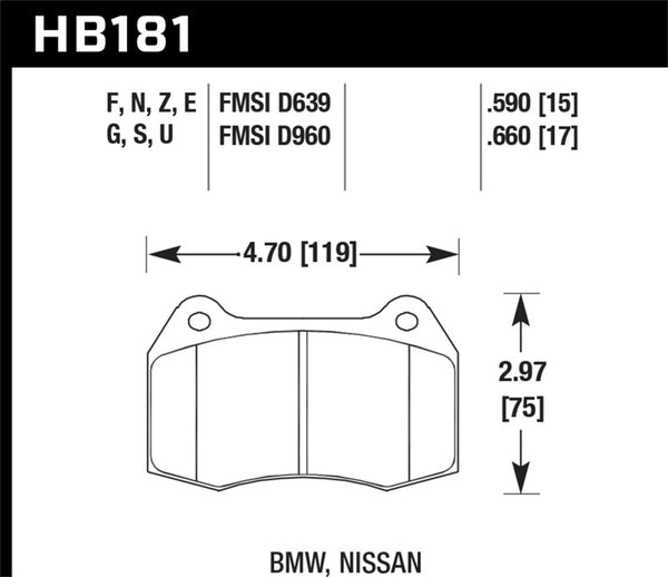 Hawk 94-97 BMW 840Ci/850Ci DTC-70 Race Front Brake Pads