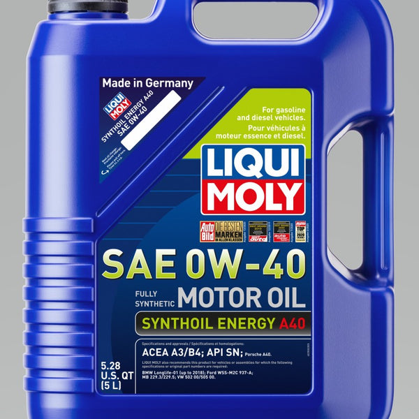 LIQUI MOLY 5L Synthoil Energy A40 Motor Oil SAE 0W-40