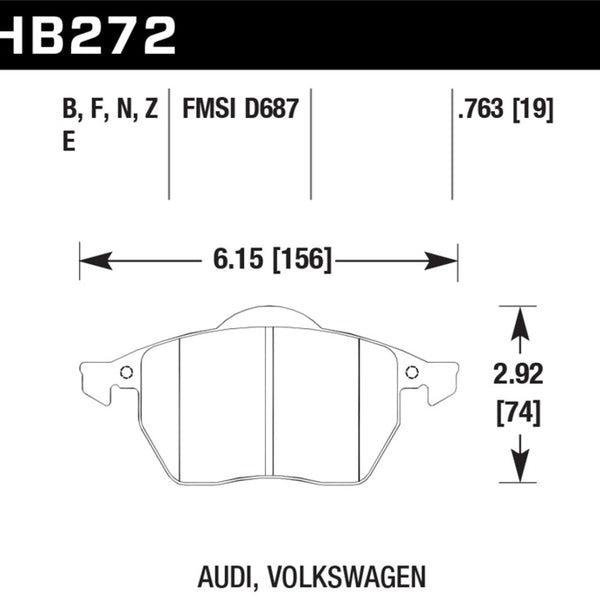 Hawk 00-06 Audi TT/00-06 TT Quattro 1.8L / 99-04 VW Golf GTI 2.8L Blue 9012 Race Front Brake Pads