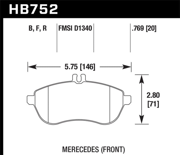 Hawk 12-15 Mercedes-Benz SLK250 / 12-15 Mercedes-Benz C250 HPS 5.0 Front Brake Pads