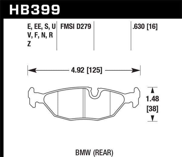 Hawk 84-4/91 BMW 325 (E30)Blue 9012 Rear Race Pads (NOT FOR STREET USE)