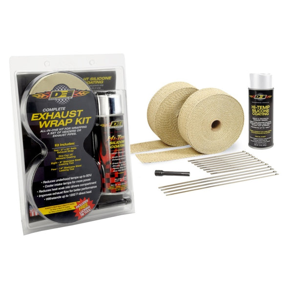 DEI Exhaust Wrap Kit - Tan Wrap and White HT - Retail Packaging