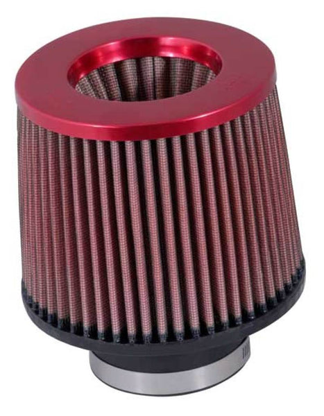 K&N Filter Round Tapered 3 inch Flange 6 inch Base 5 1/4 inch Top 5 inch High Inverted Red End Cap