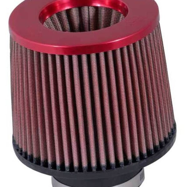 K&N Filter Round Tapered 3 inch Flange 6 inch Base 5 1/4 inch Top 5 inch High Inverted Red End Cap