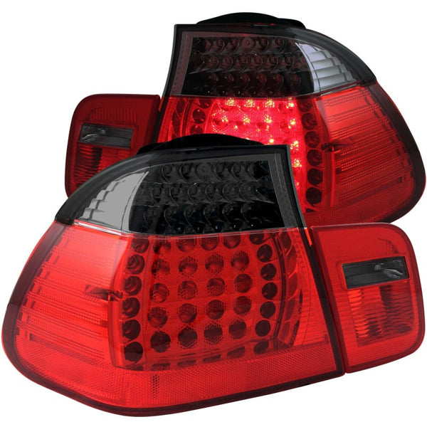 ANZO 2002-2005 BMW 3 Series E46 LED Taillights Red/Smoke