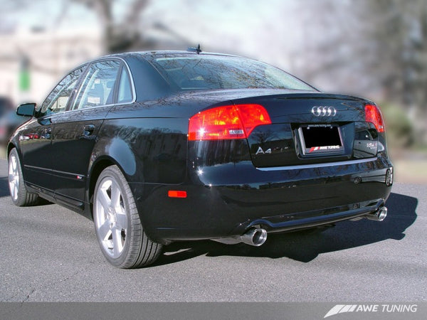 AWE Tuning Audi B7 A4 3.2L Track Edition Dual Tip Exhaust - Polished Silver Tips