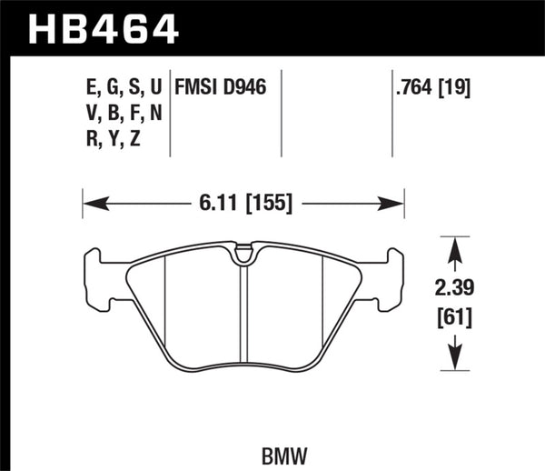 Hawk 2001-2006 BMW 330Ci HPS 5.0 Front Brake Pads
