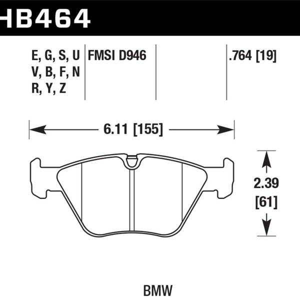 Hawk 2001-2006 BMW 330Ci HPS 5.0 Front Brake Pads