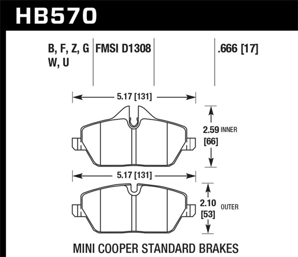 Hawk 07-15 Mini Cooper DTC-70 Race Front Brake Pads