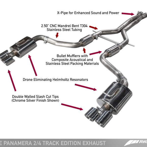 AWE Tuning Panamera 2/4 Track Edition Exhaust (2011-2013) - w/Diamond Black Tips