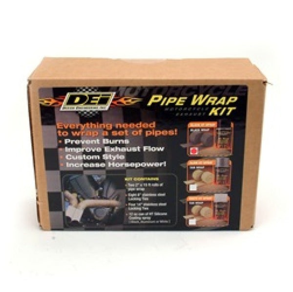DEI Powersport Motorcycle Exhaust Wrap Kit - Black wrap w/ Black HT Silicone Coating