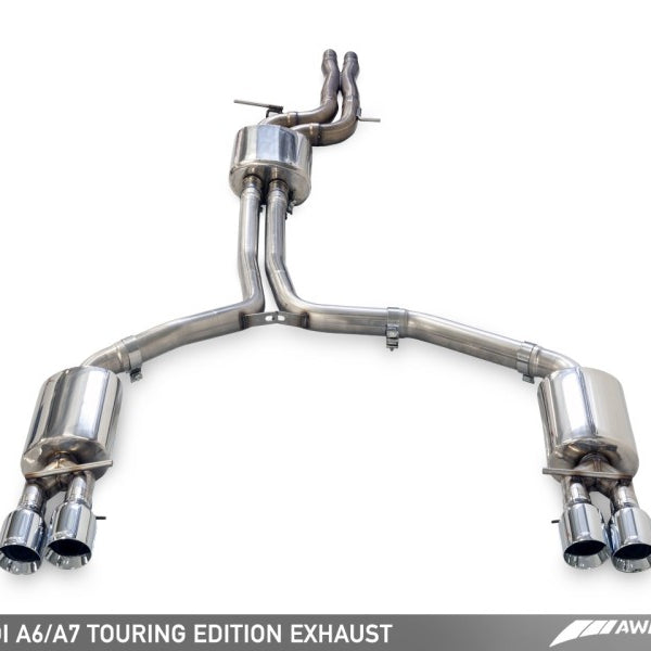 AWE Tuning Audi C7.5 A7 3.0T Touring Edition Exhaust - Quad Outlet Chrome Silver Tips