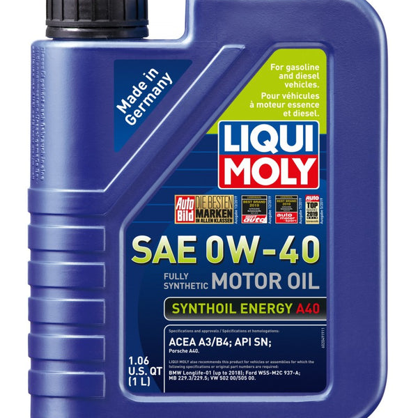LIQUI MOLY 1L Synthoil Energy A40 Motor Oil SAE 0W-40