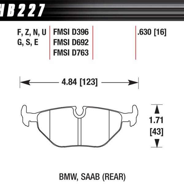 Hawk 95-99 BMW M3 E36 Performance Ceramic Street Rear Brake Pads